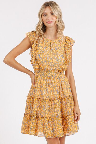 Mittoshop Minikleid aus Chiffon mit Ditsy-Blumenmuster und Rüschen