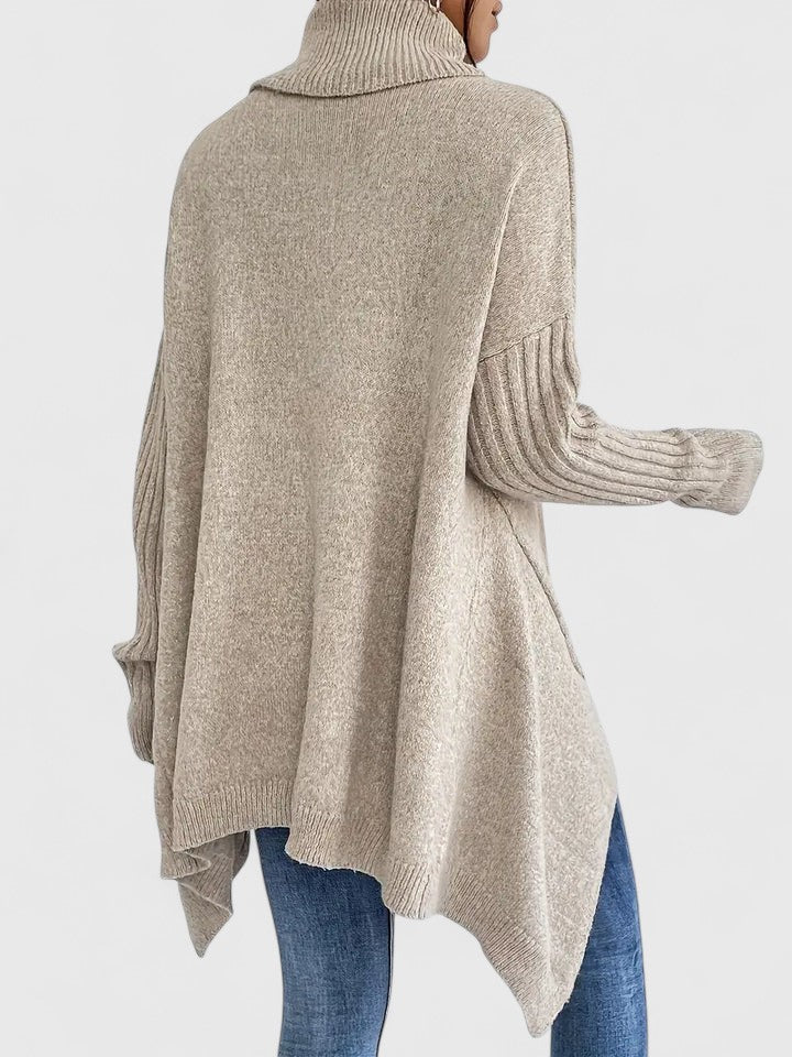 Pull à col roulé ample en tricot épais