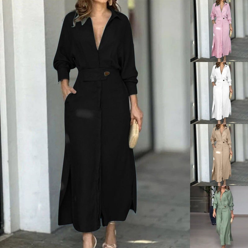 Robe longue couleur unie 2025 (version améliorée)
