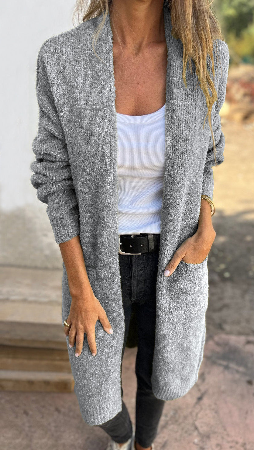🔥Plus que 36 articles en stock - Gilet décontracté surdimensionné en maille avec poches pour femme
