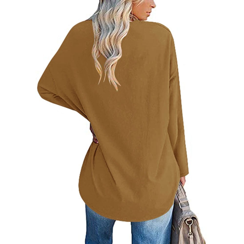 Haut ample à manches longues et col en V tendance pour femme (achetez-en 3, livraison gratuite)