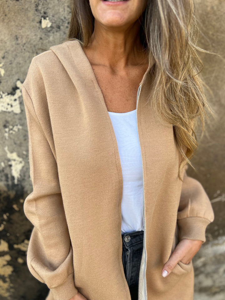 RÄUMUNGSVERKAUF🔥 Rundhals-Reißverschlussjacke mit langen Ärmeln und legerem Schnitt