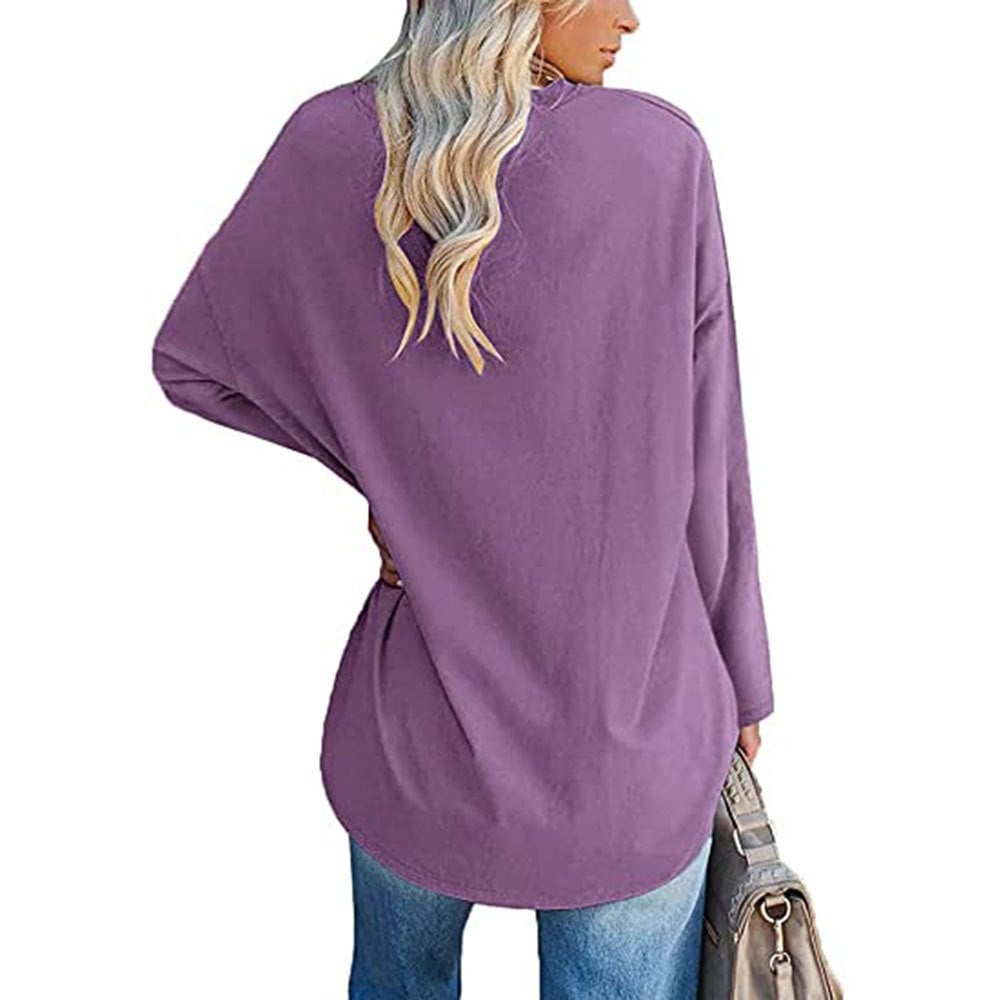Haut ample à manches longues et col en V tendance pour femme (achetez-en 3, livraison gratuite)