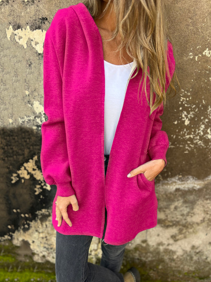 RÄUMUNGSVERKAUF🔥 Rundhals-Reißverschlussjacke mit langen Ärmeln und legerem Schnitt
