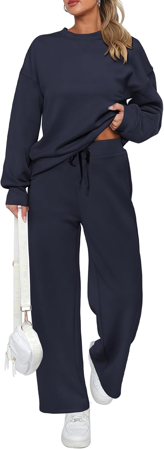 Damen Baumwoll-Zweiteiler Oversize-Half-Zip-Sweatshirt Weite Jogginghose Freizeitanzug