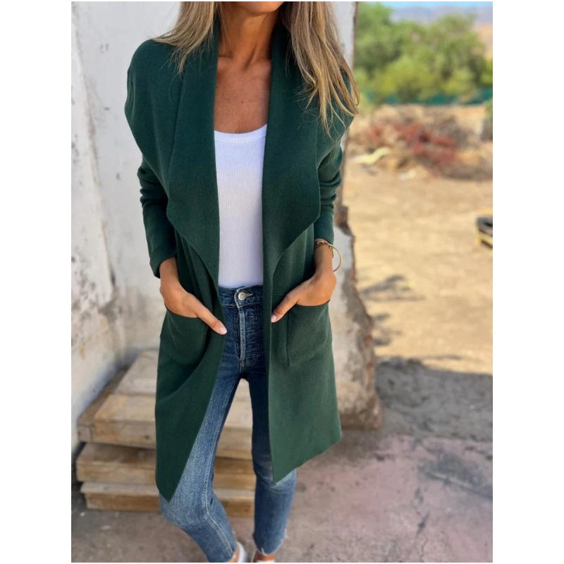 🔥Nur noch 36 Stück auf Lager - Strickjacke mit Reverskragen und langen Ärmeln
