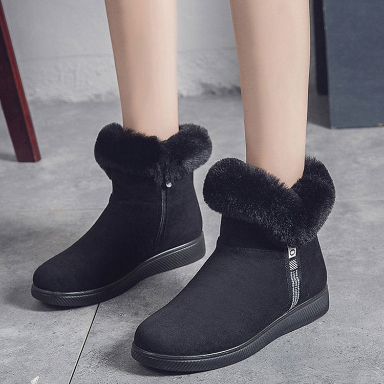 Damen Plüsch-Skistiefel mit seitlichem Reißverschluss