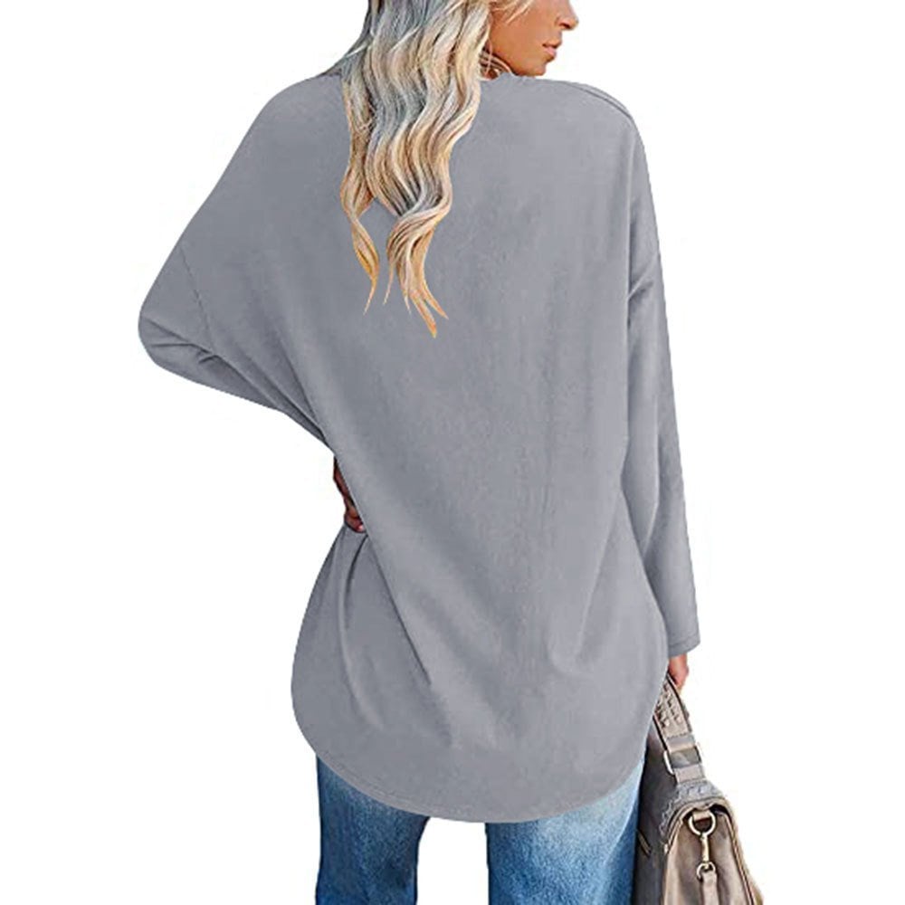 Haut ample à manches longues et col en V tendance pour femme (achetez-en 3, livraison gratuite)