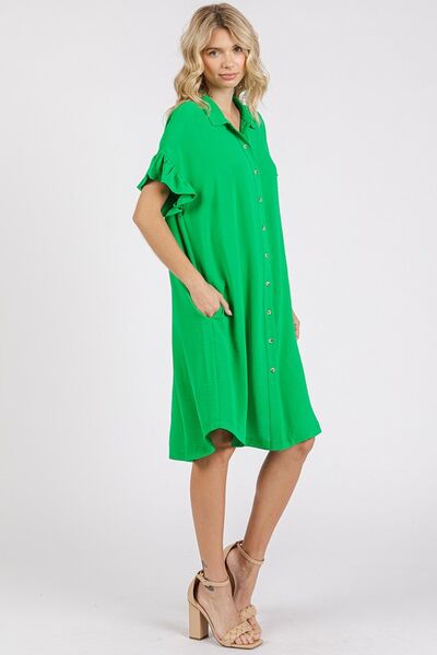 Mittoshop Hemdkleid mit Rüschenärmeln und Taschen