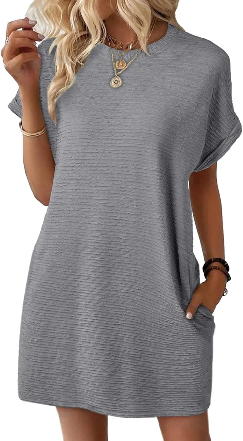 Robe d'été légère 2025 pour femme, à manches courtes, avec poches