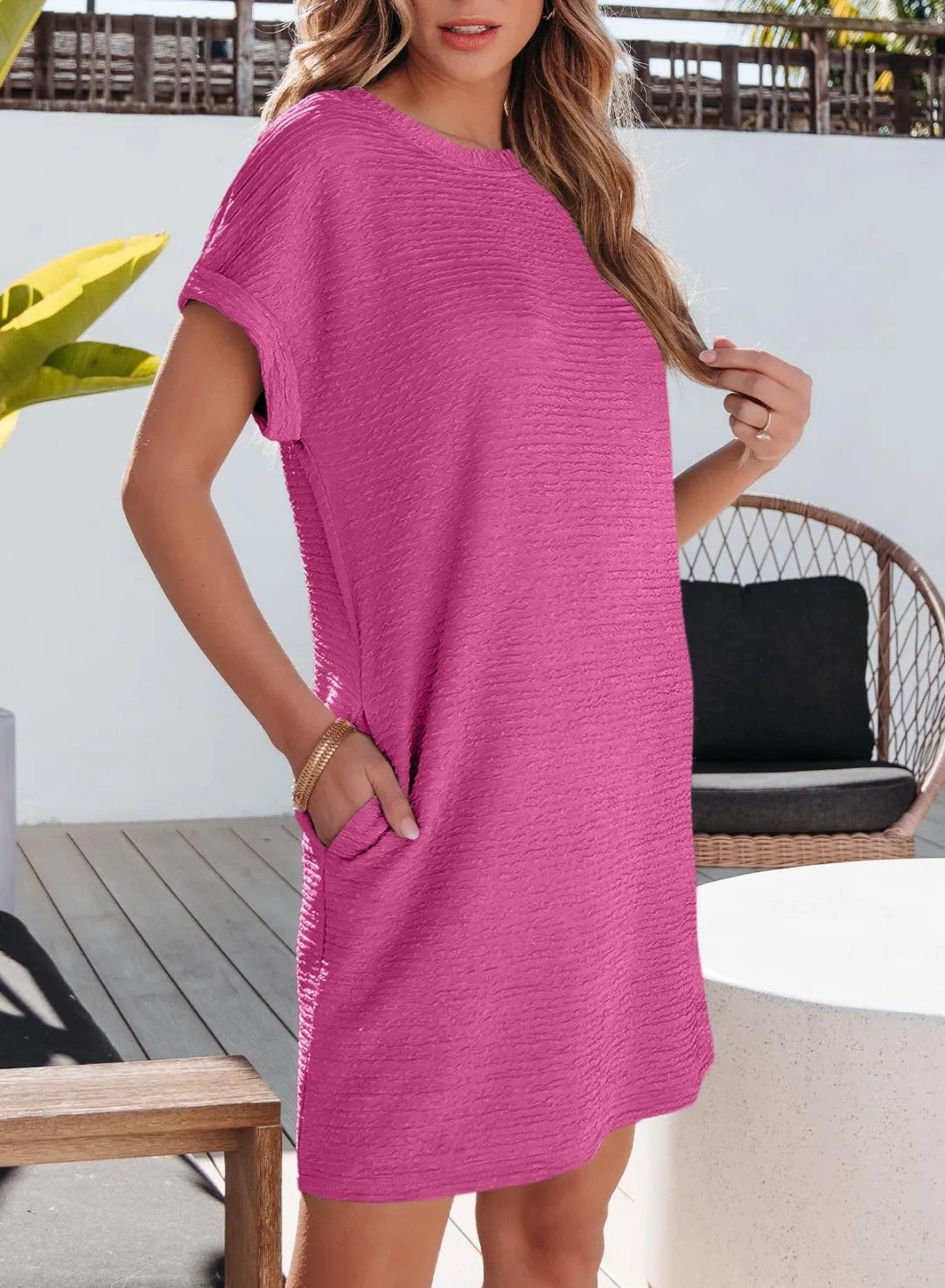 Robe d'été légère 2025 pour femme, à manches courtes, avec poches