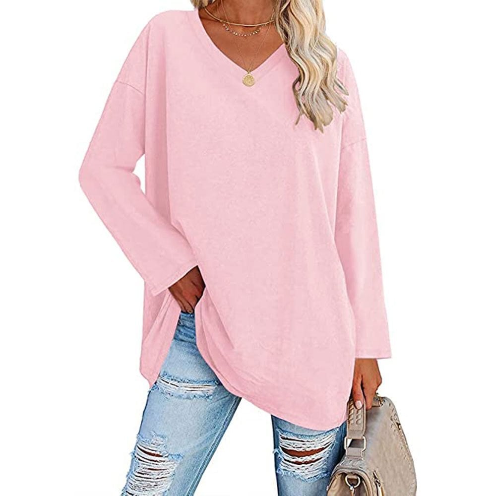 Haut ample à manches longues et col en V tendance pour femme (achetez-en 3, livraison gratuite)