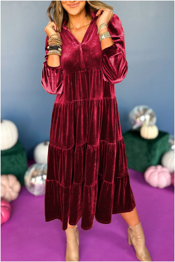 V-Ausschnitt Samtkleid