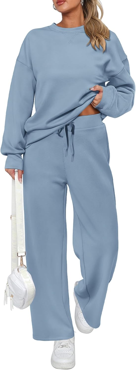 Damen Baumwoll-Zweiteiler Oversize-Half-Zip-Sweatshirt Weite Jogginghose Freizeitanzug