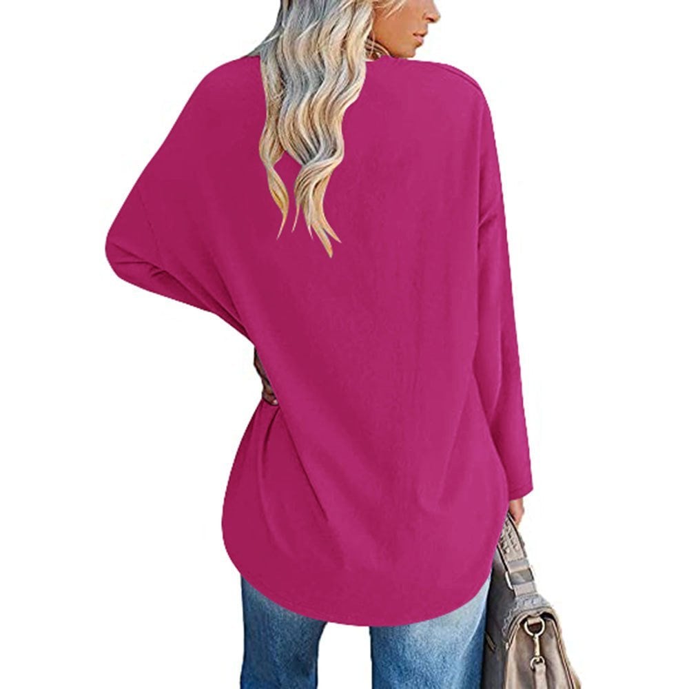 Haut ample à manches longues et col en V tendance pour femme (achetez-en 3, livraison gratuite)