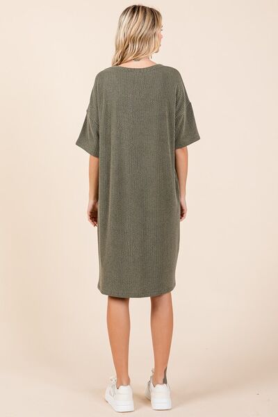 Mittoshop Urban Rippstrick Kurzarm-T-Shirt-Kleid