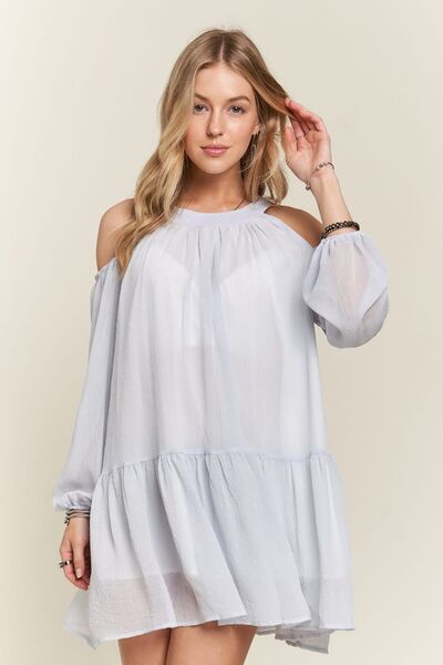 ADORA Mini-Kleid mit Cold-Shoulder- und Ballonärmeln