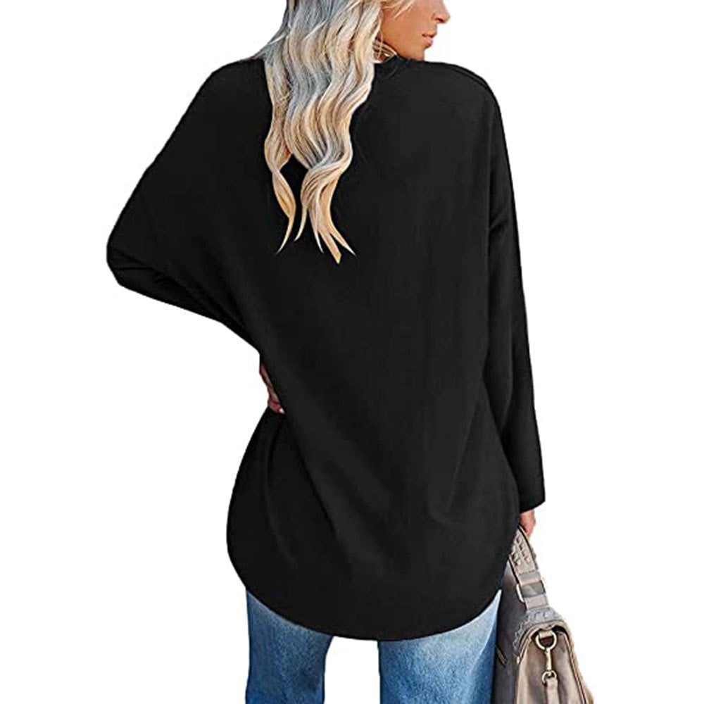 Haut ample à manches longues et col en V tendance pour femme (achetez-en 3, livraison gratuite)