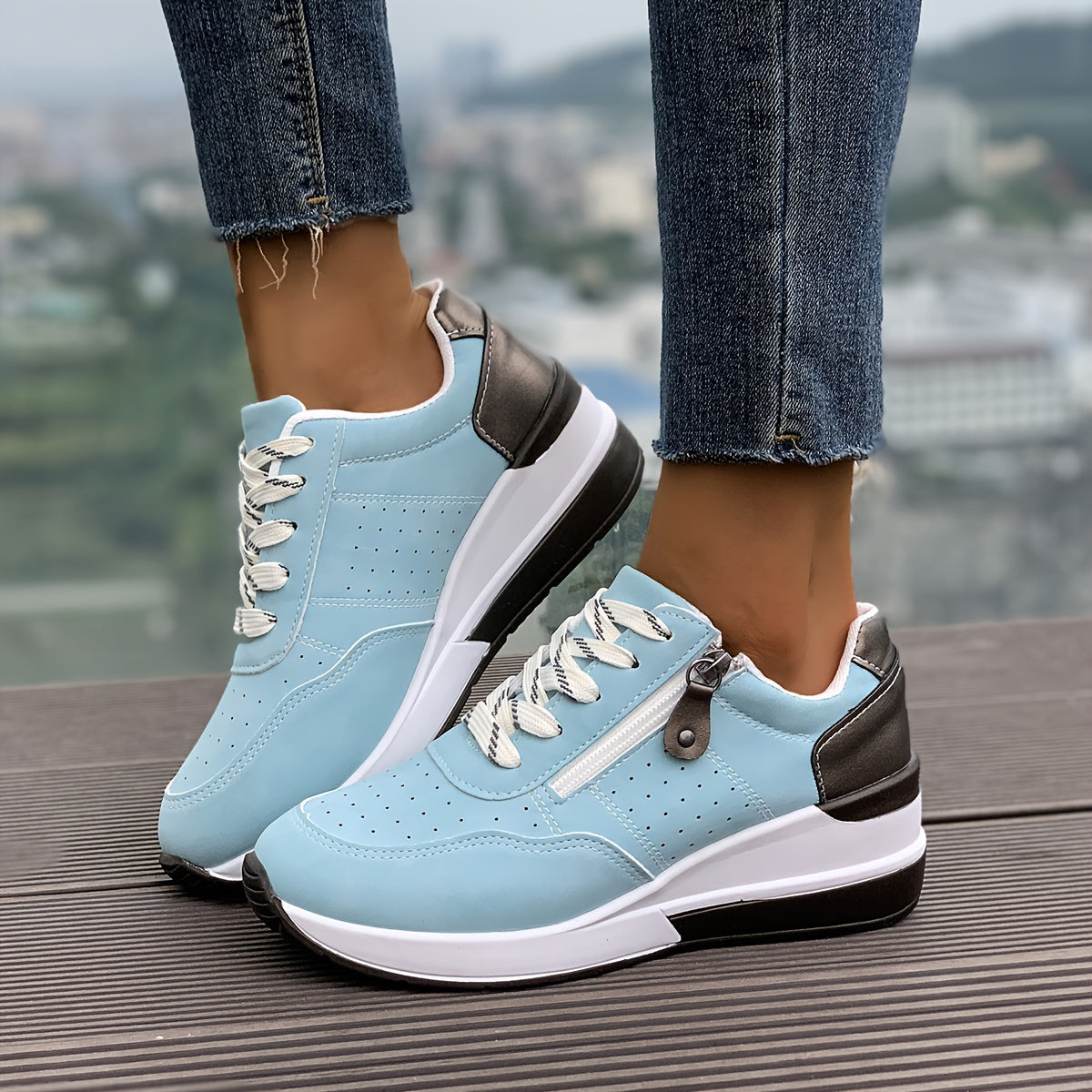 🔥Letzter Tag Promotion 60% RABATT - Bequeme orthopädische Damen-Sneaker mit seitlichem Reißverschluss und dicker Sohle