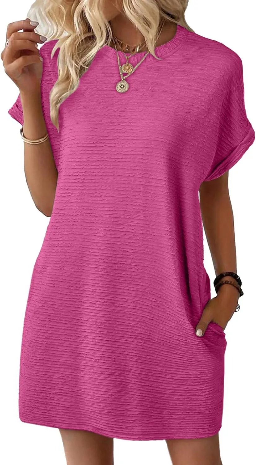 Robe d'été légère 2025 pour femme, à manches courtes, avec poches