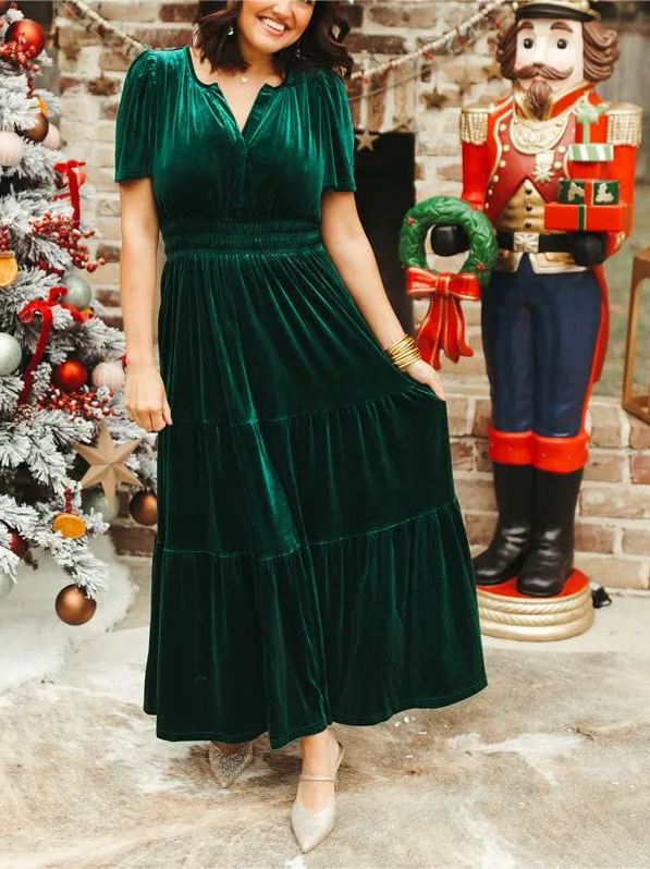 Nouvelle robe longue étagée en velours pour femme (2 achetées, livraison gratuite)