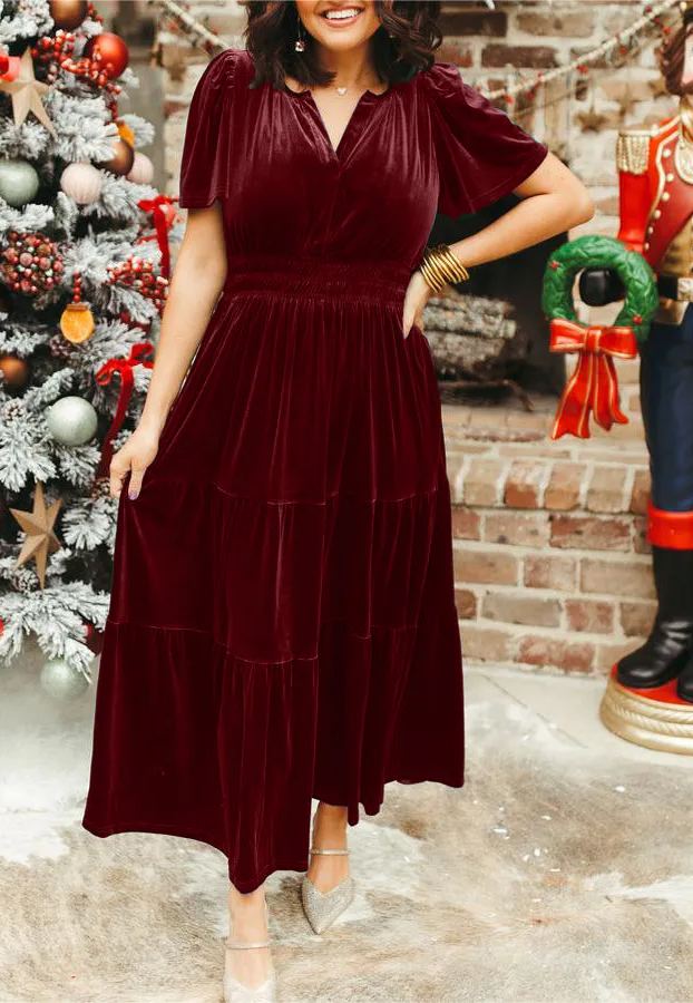 Nouvelle robe longue étagée en velours pour femme (2 achetées, livraison gratuite)