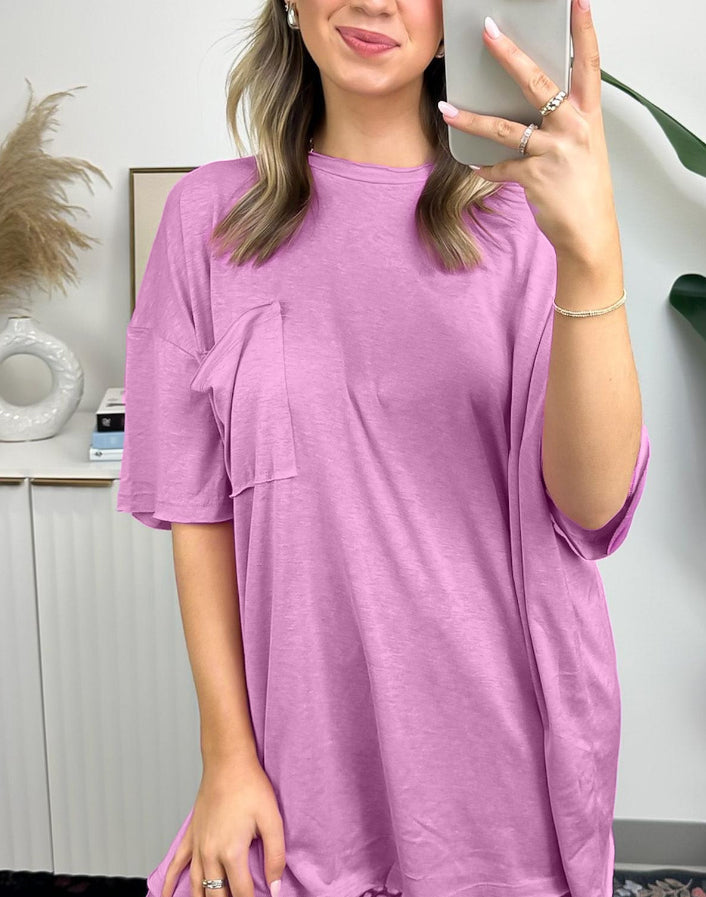T-shirt ample à bord brut pour femme (achetez-en 3, livraison gratuite)