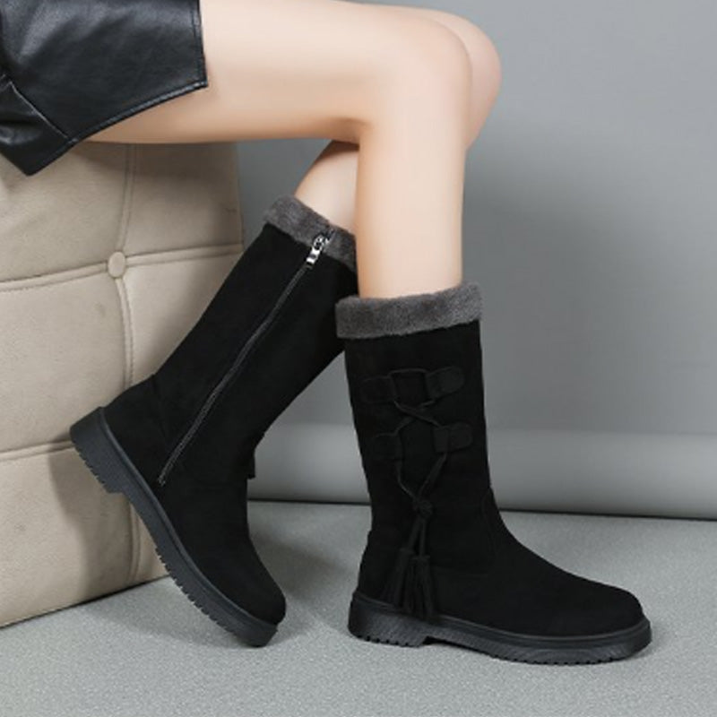 Bottes chaudes mi-mollet pour femme avec fermeture éclair latérale 🔥50 % de réduction directe, le roi de la performance qualité-prix ! Cette offre est épique !