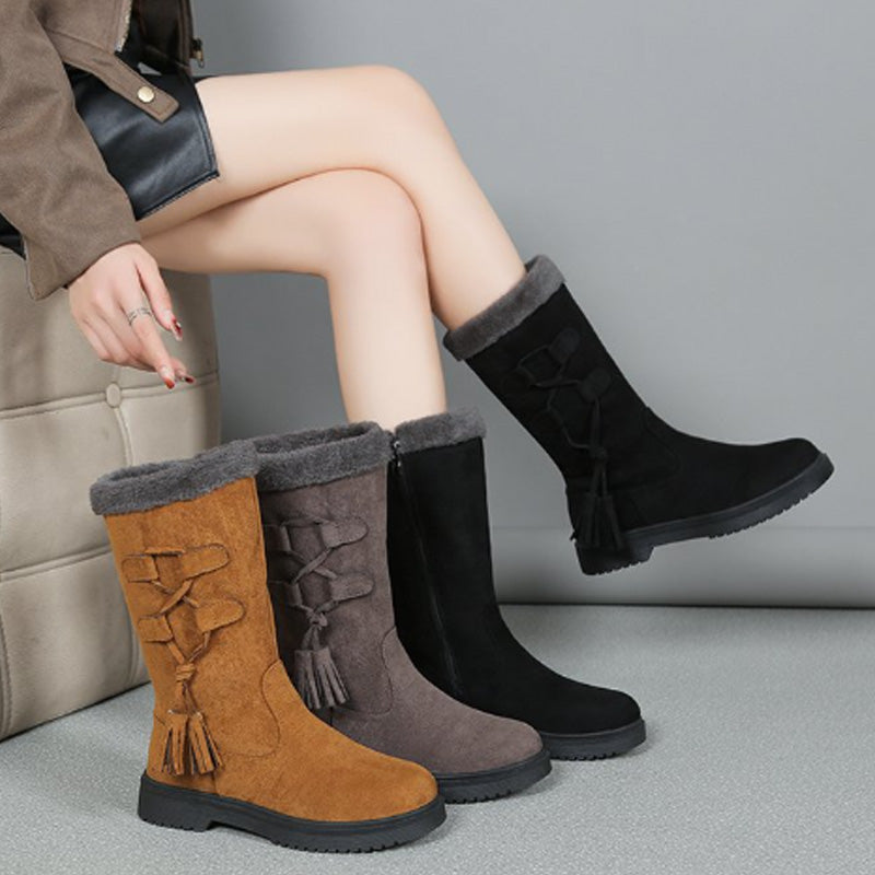 Bottes chaudes mi-mollet pour femme avec fermeture éclair latérale 🔥50 % de réduction directe, le roi de la performance qualité-prix ! Cette offre est épique !