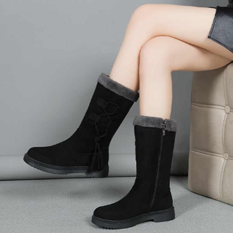 Bottes chaudes mi-mollet pour femme avec fermeture éclair latérale 🔥50 % de réduction directe, le roi de la performance qualité-prix ! Cette offre est épique !