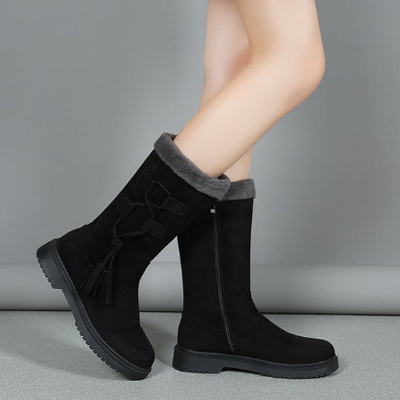 Bottes chaudes mi-mollet pour femme avec fermeture éclair latérale 🔥50 % de réduction directe, le roi de la performance qualité-prix ! Cette offre est épique !