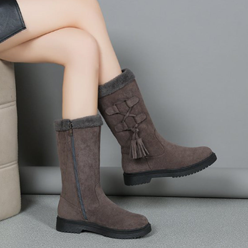 Bottes chaudes mi-mollet pour femme avec fermeture éclair latérale 🔥50 % de réduction directe, le roi de la performance qualité-prix ! Cette offre est épique !