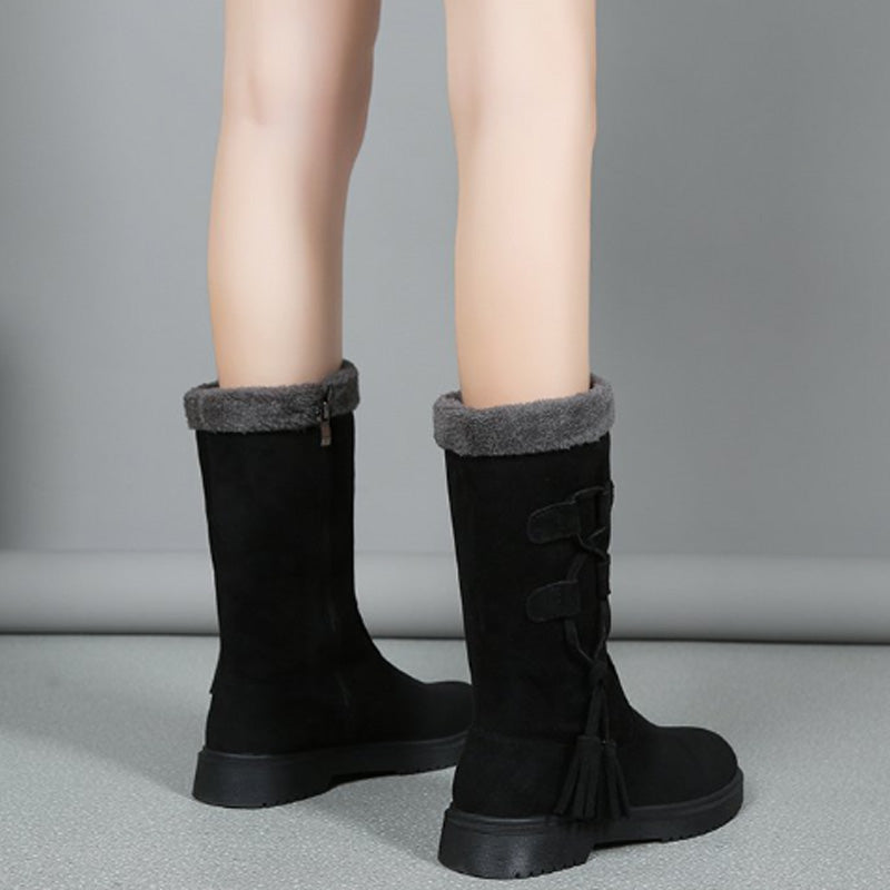 Bottes chaudes mi-mollet pour femme avec fermeture éclair latérale 🔥50 % de réduction directe, le roi de la performance qualité-prix ! Cette offre est épique !