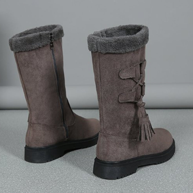 Bottes chaudes mi-mollet pour femme avec fermeture éclair latérale 🔥50 % de réduction directe, le roi de la performance qualité-prix ! Cette offre est épique !