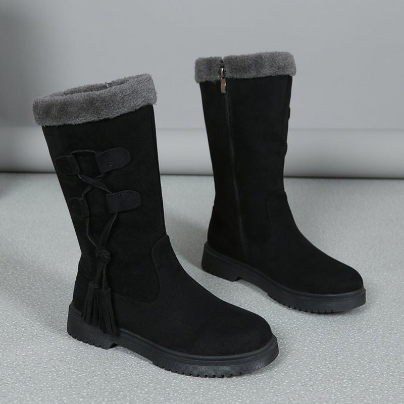 Bottes chaudes mi-mollet pour femme avec fermeture éclair latérale 🔥50 % de réduction directe, le roi de la performance qualité-prix ! Cette offre est épique !
