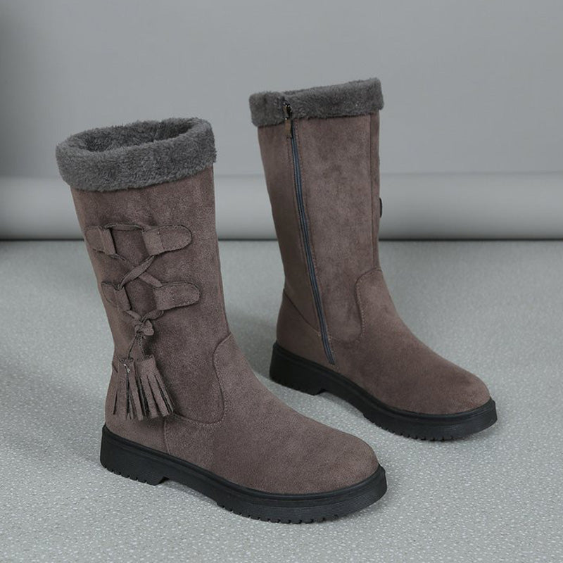 Bottes chaudes mi-mollet pour femme avec fermeture éclair latérale 🔥50 % de réduction directe, le roi de la performance qualité-prix ! Cette offre est épique !