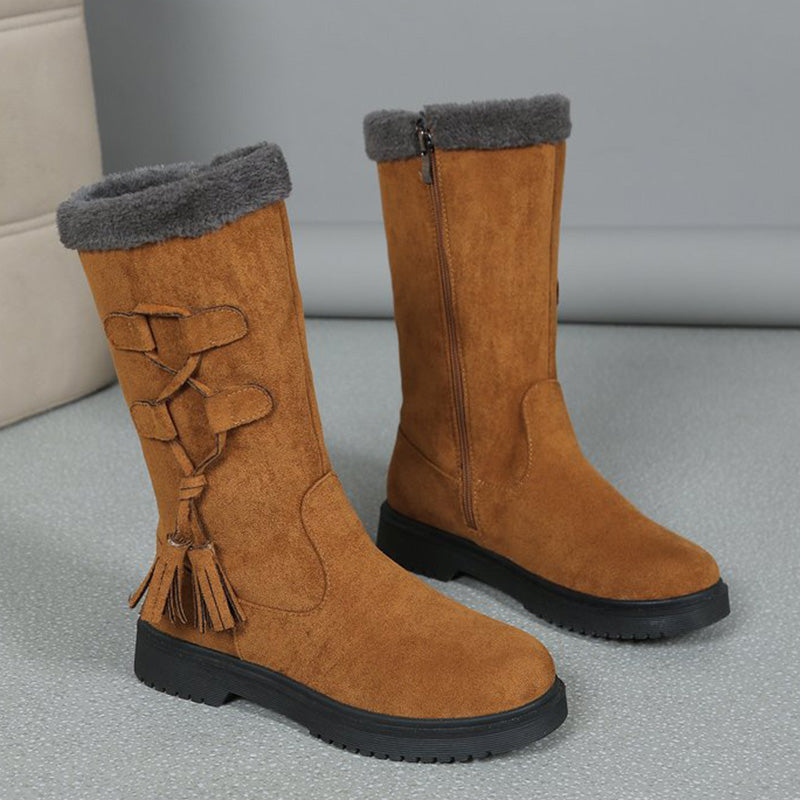 Bottes chaudes mi-mollet pour femme avec fermeture éclair latérale 🔥50 % de réduction directe, le roi de la performance qualité-prix ! Cette offre est épique !